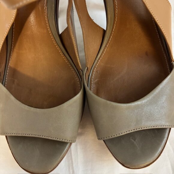 Leifsdottir Two Tone Taupe/Tan Platform All Leather Sandals Women's Size 10.5/41 - Picture 10 of 13